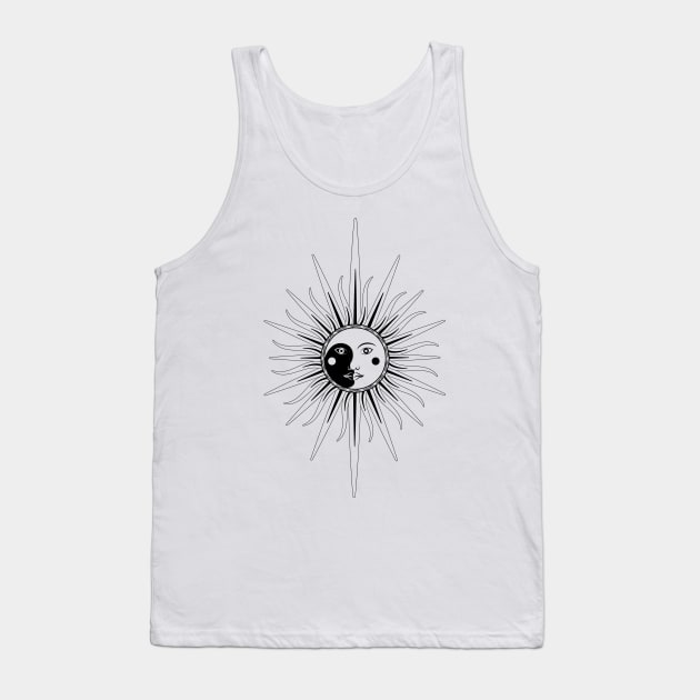 Sun Moon Face Black and White Tank Top by Julia_Faranchuk